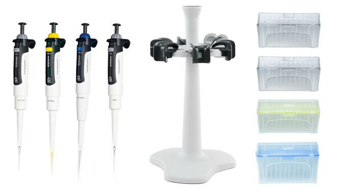 BRAND TFPP4B20 Transferpette pro Adjustable Pipette Set, Promotional bundle 2, 4 pipettes: D-2,5 (0,1-2,5µl), D-20