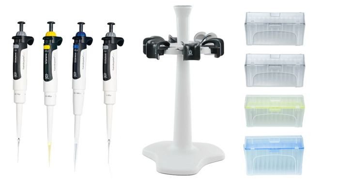 BRAND TFPP4B30 Transferpette pro Adjustable Pipette Set, Promotional bundle 3, 4 pipettes: D-10 (0,5-10µl), D-20