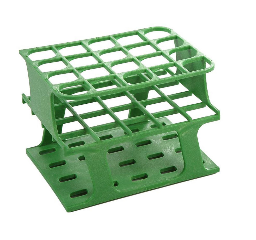 Heathrow Scientific HS27503C OneRack Tube Rack Half POM 20mm 20-Place, Green, Case of 8
