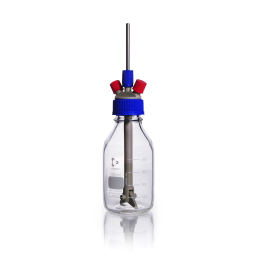 DURAN 1200395 GL 45 Stirred Bottle Reactor Set, complete with 500 mL bottle (clear), screw cap (PP, blue), 2x GL 14