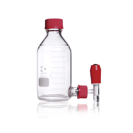 DURAN 247035402 Aspirator (levelling) Bottle, with GL 45 screw cap (PBT, red) and GL 32 bottom stopcock (glass, PTFE)