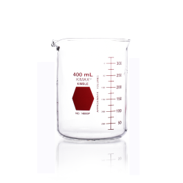 Kimble 14000P-400 KIMAX Colorware Beaker, low form, with spout, Pink, 400 mL, Case of 12