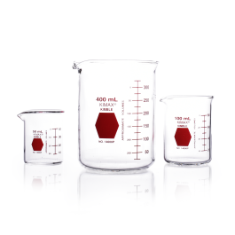 Kimble 14000P-600 KIMAX Colorware Beaker, low form, with spout, Pink, 600 mL, Case of 6