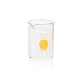 Kimble 14000Y-100 KIMAX Colorware Beaker, low form, with spout, Yellow, 100 mL, Case of 12