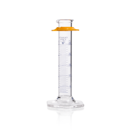 Kimble 20025-25 KIMAX Graduated Cylinder, Class B, with Blue Single Metric Scale and Bumper, 25mL, Case of 24