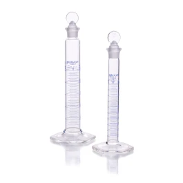 Kimble 20040-1000 KIMAX Graduated Mixing Cylinder, Class B, with Pennyhead Glass Stopper and Blue Scale, 1000 mL, Case o