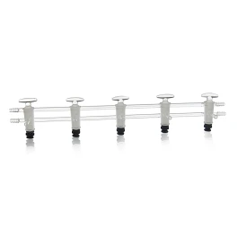 Kimble 216050-0000 KONTES Double Vacuum and Gas Manifold, Wth Metering Valves, 230 mm, 5 Places