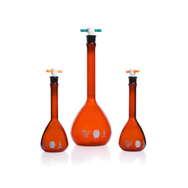 Kimble 28016-25 RAY-SORB Volumetric Flask, Class A, with Color-Coded PTFE Stopper, 25 mL, Case of 12