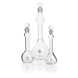 Kimble 623010-0005 KONTES Volumetric Flask, Class A, with Mixing Bulb and Pennyhead Glass Stopper, Wide Mouth, 5 mL
