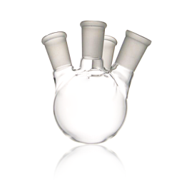 Kimble 295790-0100 KONTES Angled Four Side Neck Round Bottom Flask, 14/20, 14/20, 100 mL