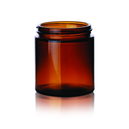 Kimble 5420870C-26 Amber Glass Straight-Sided Jars, Bulk Packs - Shrink Modules With Caps in Bags, 250 mL, Case of 24