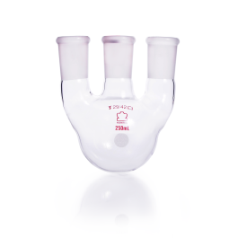 Kimble 606000-4824 KONTES Three Vertical Neck Round Bottom Flask, 250 mL, 29/42 mm Center, 24/40 mm