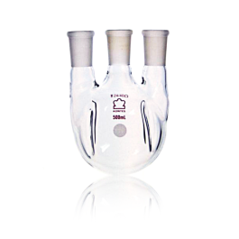 Kimble 609400-0624 KONTES Indented Three Vertical Neck Round Bottom Flask, 1000 mL
