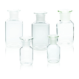 Wheaton 216020 Wide Mouth Ground Stopper Reagent Bottle, Clear Glass 1000 mL, Case of 10