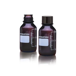 Wheaton 219845 Media / Lab Bottle, Without Cap, Amber, Graduated, 125 mL, Case of 48
