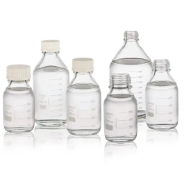 Wheaton 219920 LAB 45 Graduated Media Bottle, Clear, 1000 mL, Without Cap, Case of 12