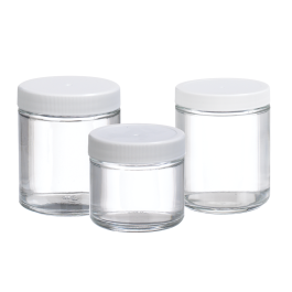 Wheaton W216913 Clear Straight Sided Jar, Black Phenolic Cap, Rubber Liner, 4 oz, Case of 24