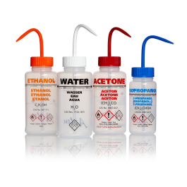 DWK Life Sciences WGW535VTML AZLON Wash Bottle, multi-lingual, safety venting, 250mL Ethanol, Case of 5