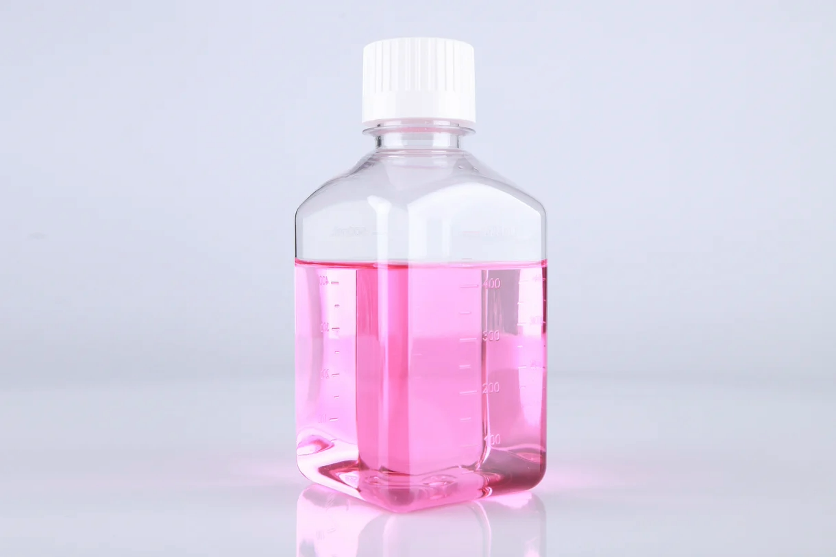 NEST 333514 500 mL Square Media Storage Bottle, PETG, Leakproof PP Cap, Sterile, Double-Bagged Bulk Pack