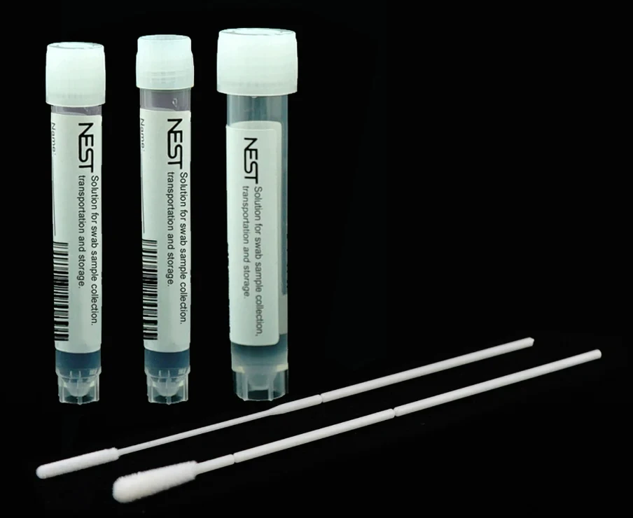 NEST 202038 10 mL Sampler Vial with 3 mL ITM, with Sterile Oropharyngeal and Nasopharyngeal Swabs, Individual Kit