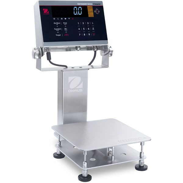 OHAUS 30575563 Defender 6000 Washdown Bench Scale i-D61XWE5K1S6, 10 lb Capacity, 9.8 x 9.8 in Platform, with Column