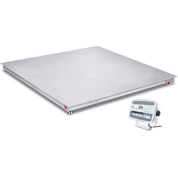 OHAUS 30837697 Defender 5000 Washdown Floor Scale i-DF52XW2500C1R, 2,500 lb x 0.5 lb, 3 ft x 3 ft