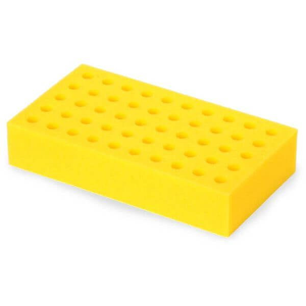 OHAUS 30400240 Vortex Mixer Foam Tube Rack for 13 mm Tubes, 50 Places, Yellow