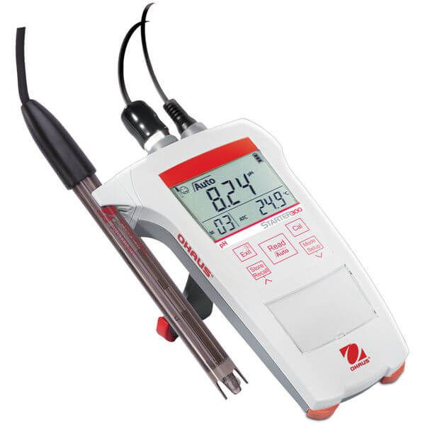 OHAUS 83033961 Starter 300 Portable pH Meter ST300, with ST322 Electrode, 0.00-14.00 pH, ±0.01 pH
