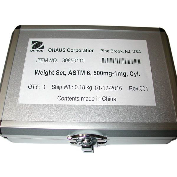 OHAUS 80850110 ASTM Class 6 Cylindrical Weight Set, 500 mg to 1 mg