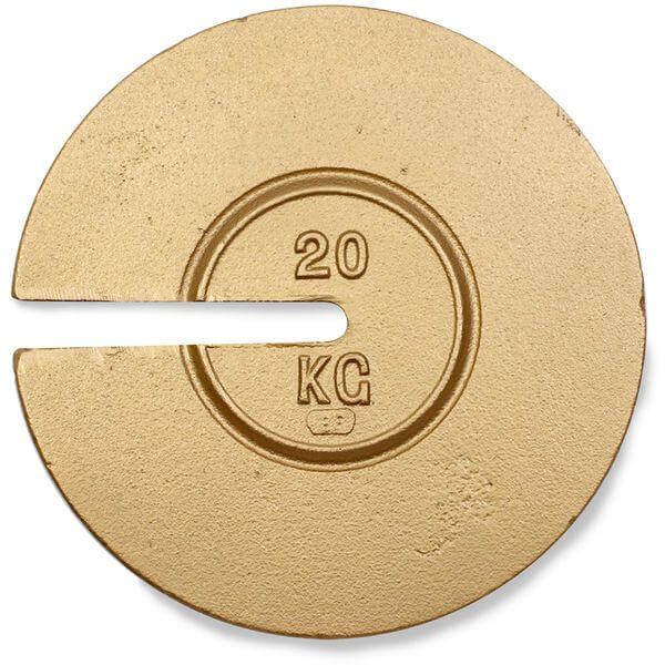 OHAUS 30391653 Cast Iron Slotted Weight, 20 kg, NIST Class F, Two-Piece, with Non-Accredited Calibration Certificate