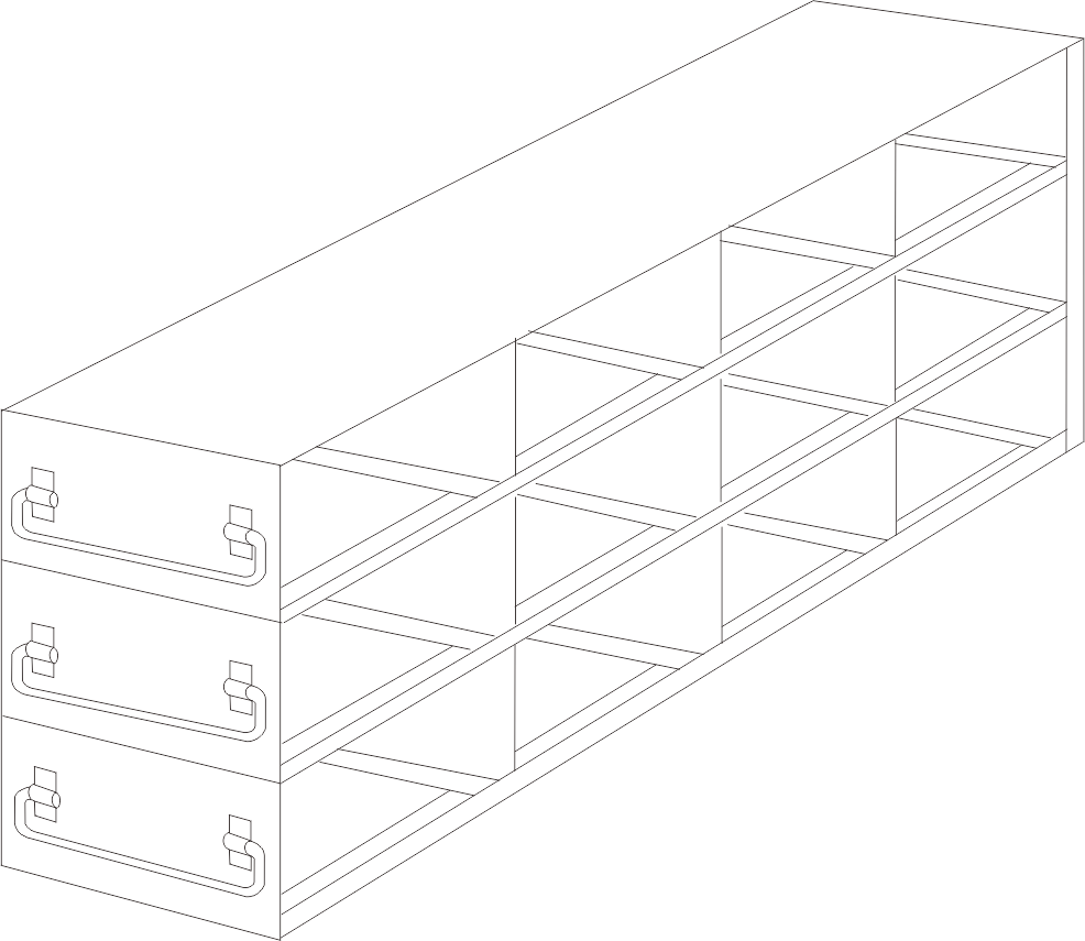 Crystal UFDPCR-43 Upright Freezer Drawer Rack for 0.2 mL 96-Well PCR Tube Boxes