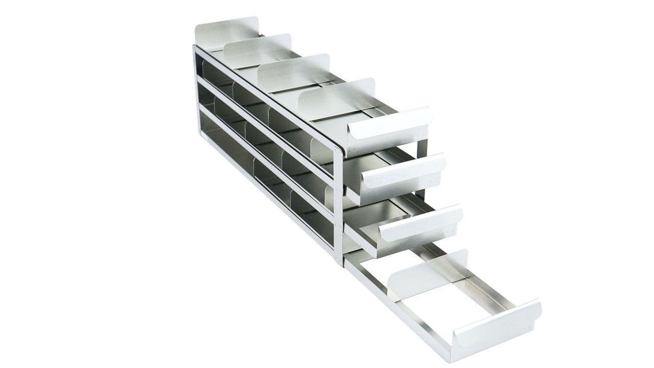 Crystal UFS-442-W-81 Sliding Tray Freezer Rack with 2" Boxes & 81-Cell Dividers Included