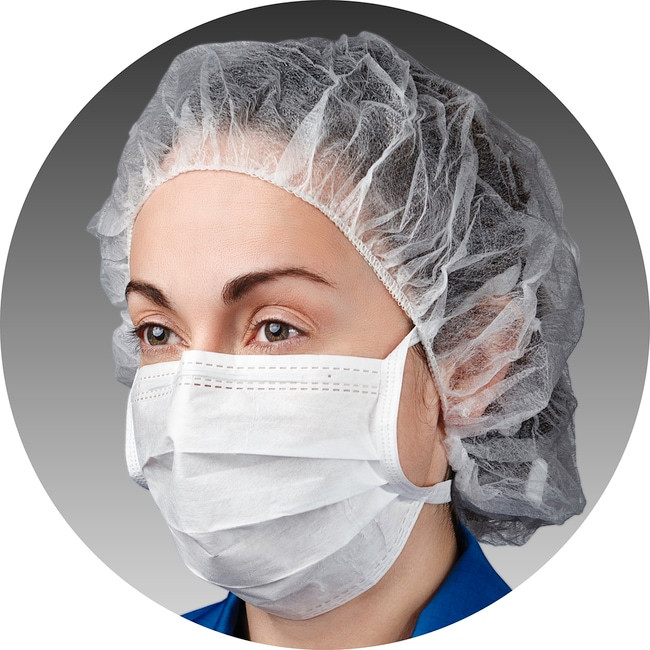 HCE FM3EMEB232-21CM 3-Ply Cleanroom Face Masks with Ties, Medium/Large, Case of 2,000 (40 Bags x 50)