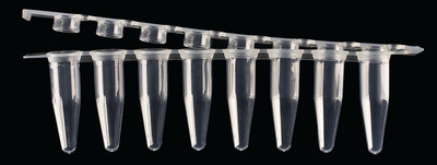 8 Strip PCR Tubes with Attached Hinged Caps - Natural