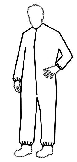 Tyvek Alternative (Microporous) Coverall - Open Wrists and Ankles  - Zipper Front - Single Collar, Size LARGE, 25/case