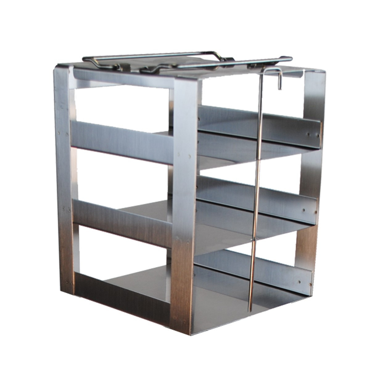 Stainless Steel Vertical Freezer Rack for Standard 2" Boxes | 3 Boxes High | Compact for Shallow Freezers & Small LN2 Dewars | Double-Welded | Rack Only | Cat # CF-3-2
