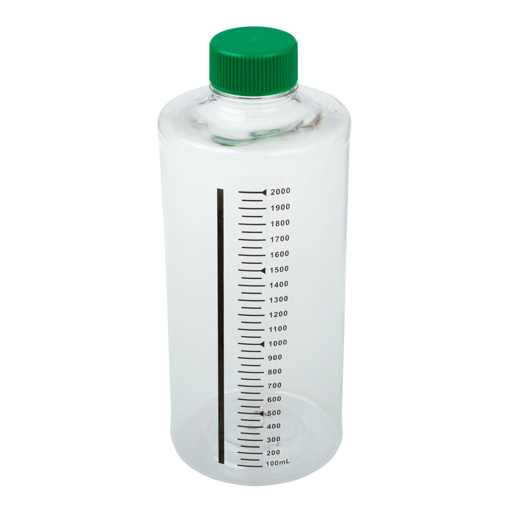 2,000mL Roller Bottle, Non-treated Suspension Culture, Printed Graduations, Non-Vented Cap, Sterile, 12/CS