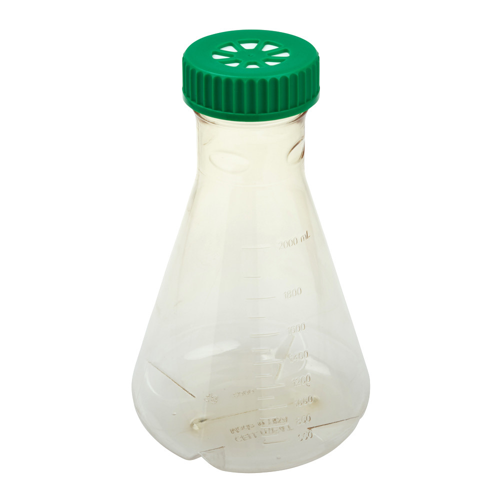 2L Erlenmeyer Flask, Vent Cap, Baffled Bottom, Sterile, 6/CS