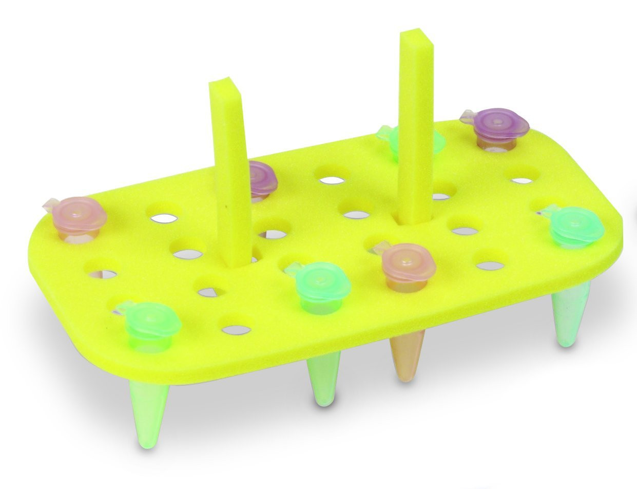 Floating Foam Tube Rack, 1.5-2.0mL Tubes, Yellow, 5/pack