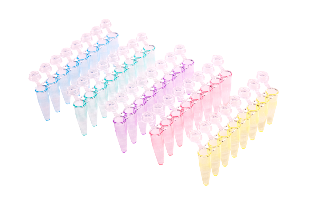 SSI Bio UltraFlux i A-4006-Z 3247-09 0.2mL 8-strip PCR tubes assorted colors flat angular caps 120 strips per pack