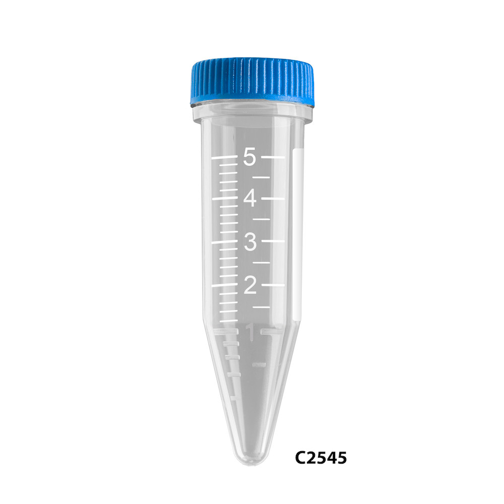 5mL Screw-cap MacroTube® Vivid™, sterile, w/ vivid printed graduation w/ attached screw caps in foam racks, 500/case
