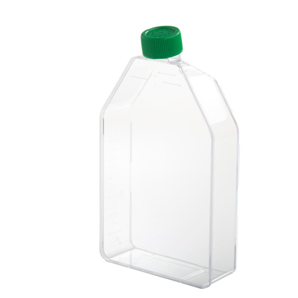 CELLTREAT 225cm² Tissue Culture Treated Flask with Vent Cap, Sterile | Canted Neck, 0.22µm Vent Cap, Interlocking T-Stack Design | 5/Bag | 25/Case | Cat # 229371