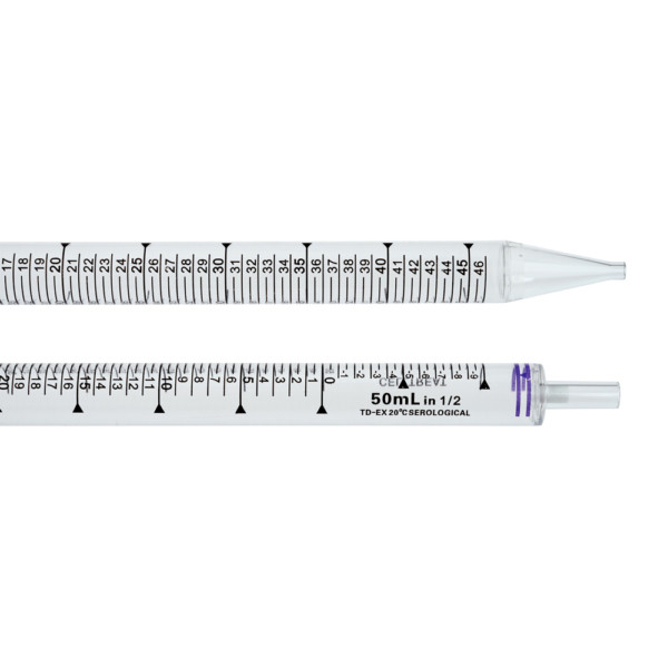 CELLTREAT 50mL Serological Pipet, Individually Wrapped, Paper/Plastic, Bag-Packed, Sterile | Anti-Drip Tip | Double Case Economy Format | 25/Bag | 200/Case | Cat # 229031B