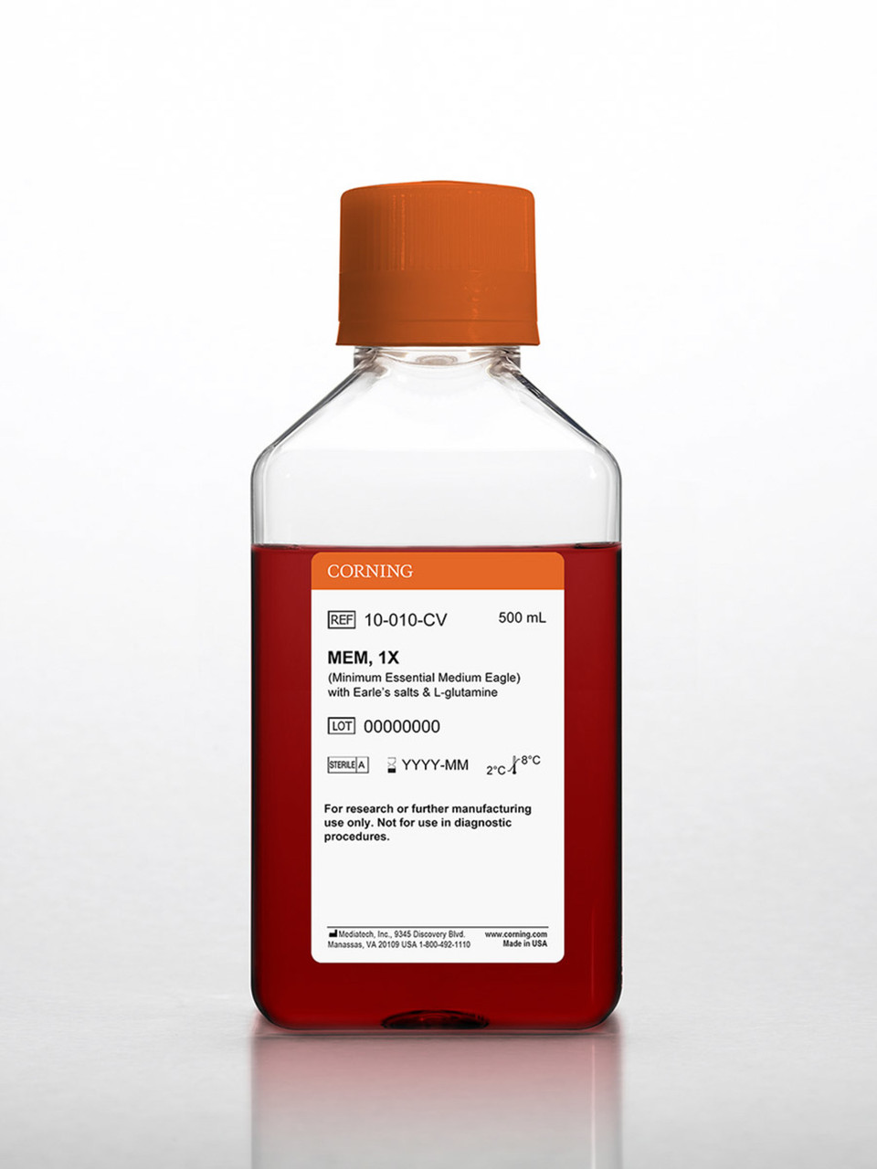 Corning Corning Mediatech MEM Minimum Essential Medium Earle's Salts L-Glutamine 500mL 10-010-CV | LIGHT LABS