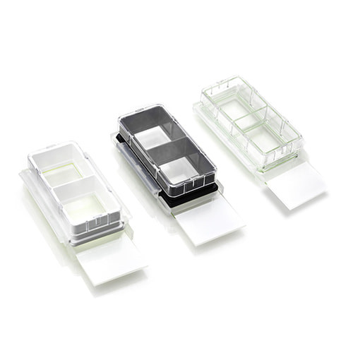 NEST Nest Cell Culture Chamber Slides, 4 well w/glass slide, Black, 2.13 cm2, 0.5-1.3ml, 6/pk, 12/cs