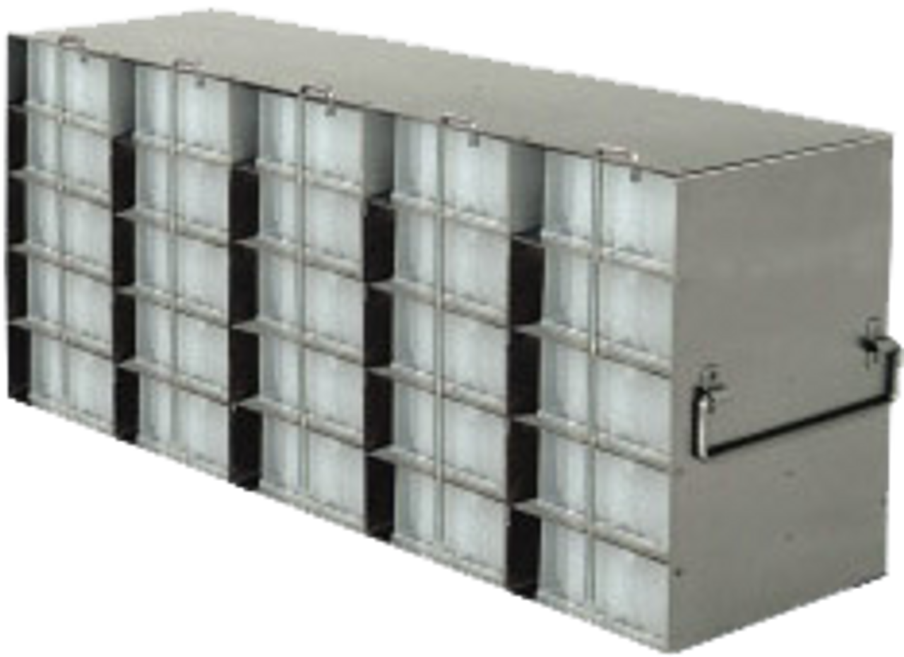 Upright Freezer Racks for 96 Deep-Well Microtiter Plates and Microtube Racks with Locking Rod – Rack Only – 5 Boxes High x 5 Boxes Deep
