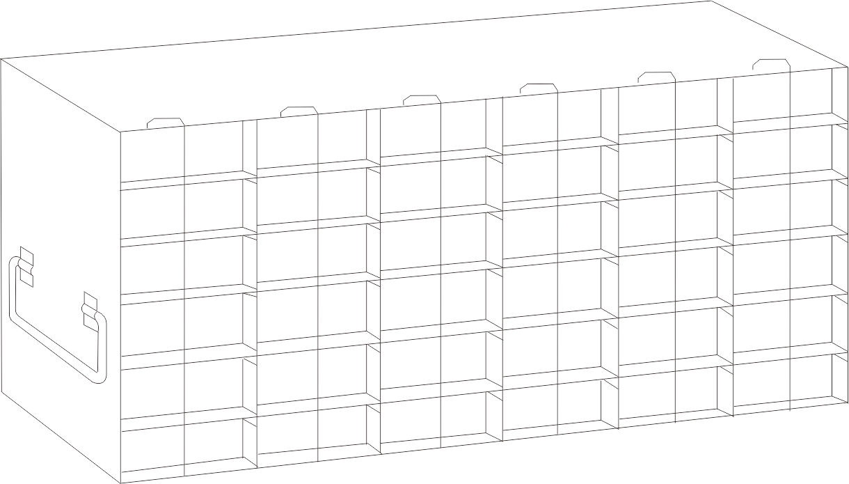 Rack For 50-Cell Hinged Top Plastic Boxes, 6x6 configuration