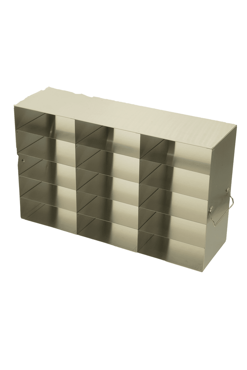Rack For Large 2″ Cardboard Boxes and 100-Cell Hinged Top Plastic Storage Boxes, 3x5 configuration