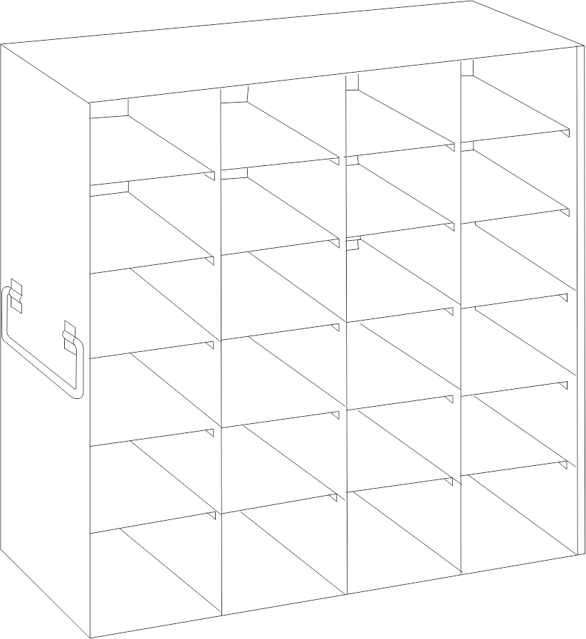 Rack For 100-Cell Hinged Top Plastic Storage Boxes, 3x6 configuration