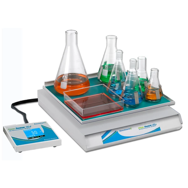 Benchmark Scientific Orbi-Shaker™ CO2 XL | High-Capacity CO2 Incubator Orbital Shaker | Remote Controller | 16" x 16.5" Platform | 5 x 2L / 9 x 1L Flask Capacity | 0–65°C & 100% Humidity | MAGic Clamp™ Compatible | Cat # BT4011